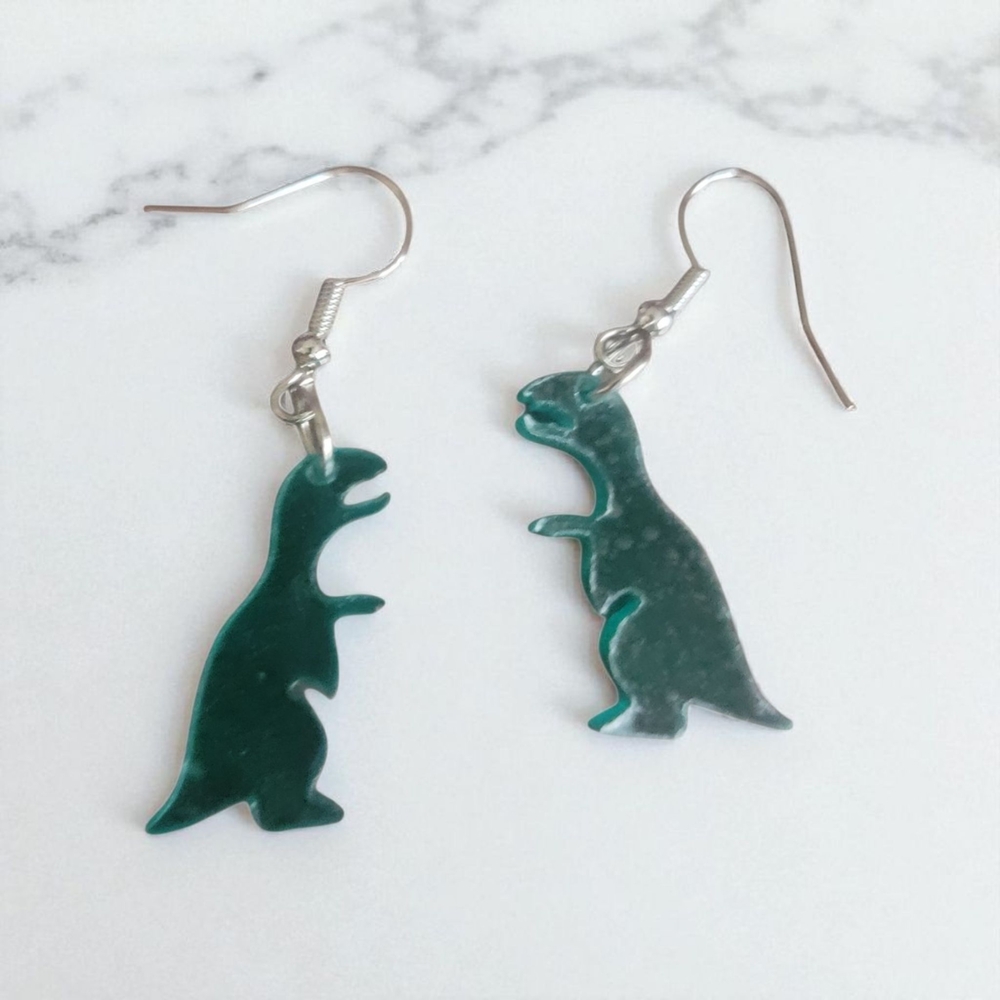 Dinosaur Earrings for Kids - Green